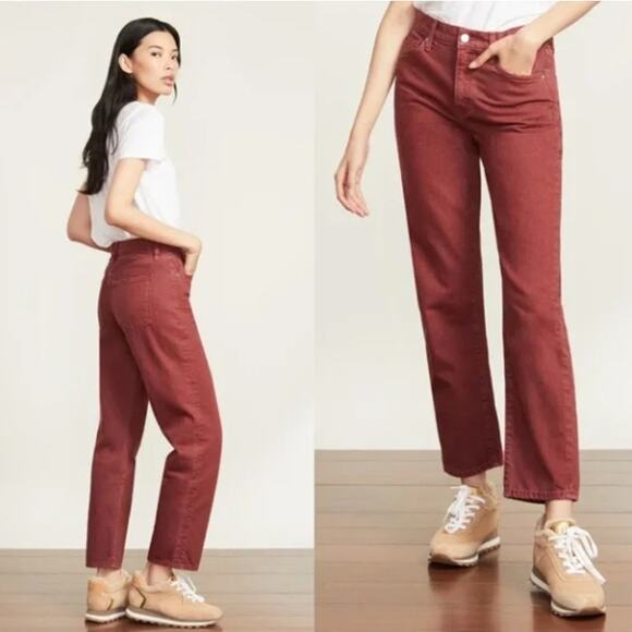 VERONICA BEARD Blake High Rise Straight Jeans Oxblood Red Sz 26 $268 {2C30} - Picture 1 of 7